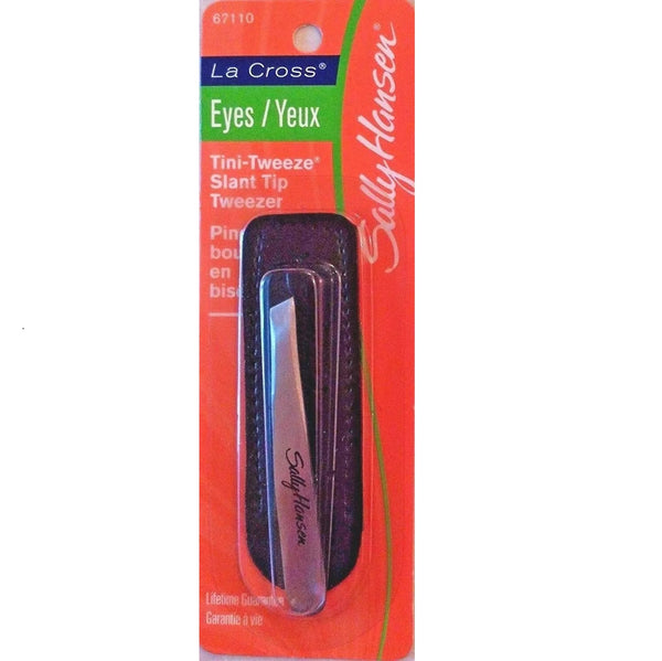 Sally Hansen La Cross Eyes Tini Tweeze Slant Tip Tweezer with Free Pouch - 67110